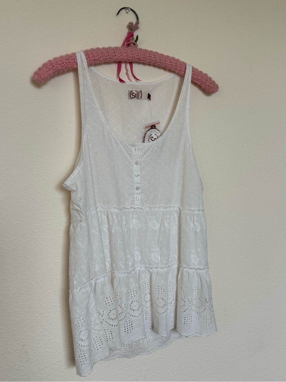 SO Kohl’s White Eyelet Tank Top